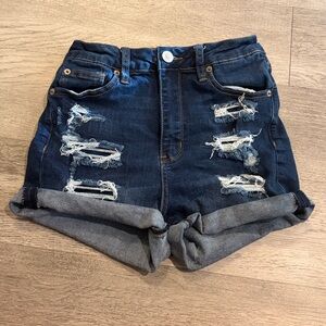 Rue21 Dark Blue Distressed Jean Shorts